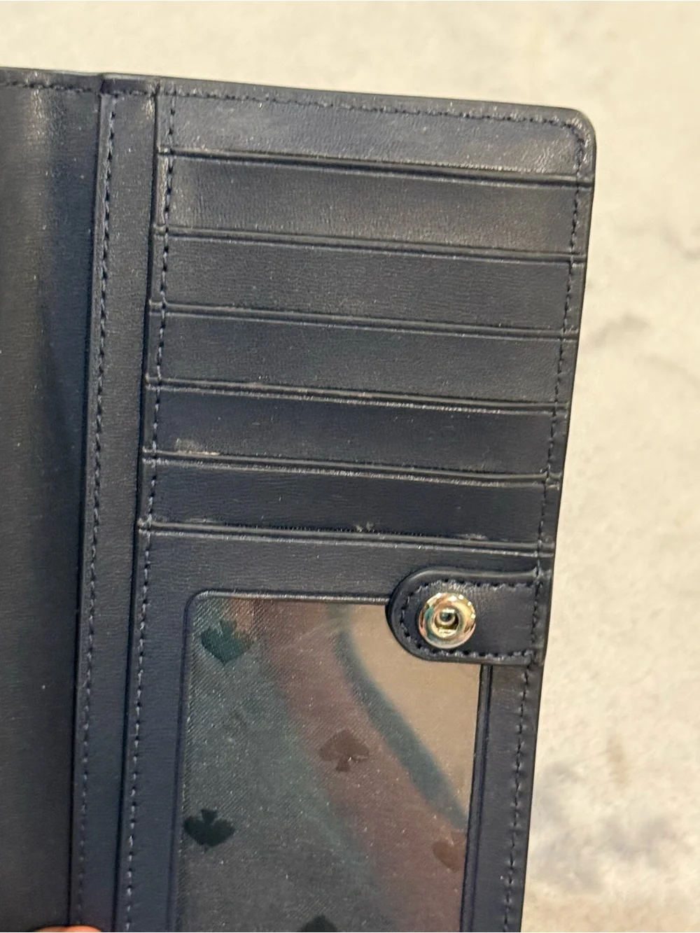 Kate Spade long wallet, NWOT dark blue with lemons